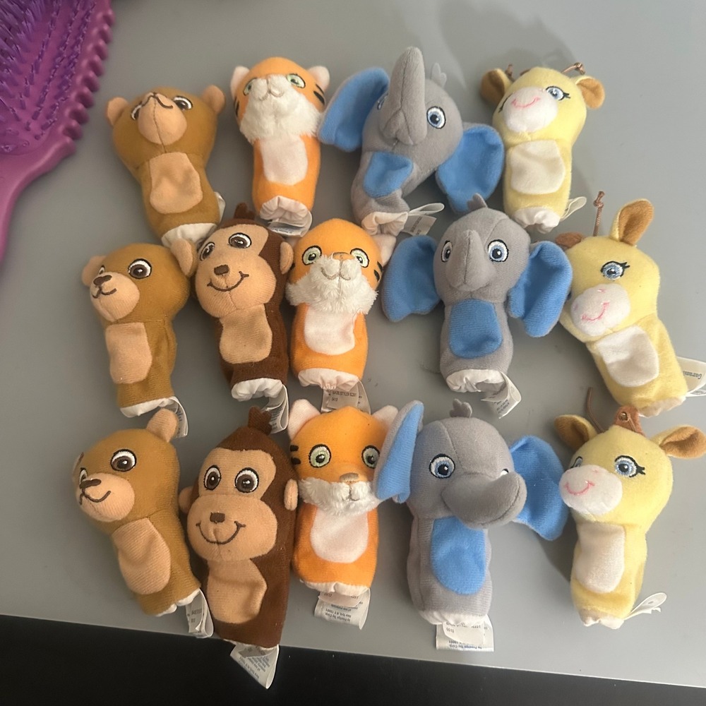 Garanimals Finger Puppets Lot of 13 Plush Safari Animals Elephant Monkey Tiger